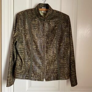 Vintage Faux Leather Reptile Animal Print Lightweight Jacket L 14 Edgy Timeless